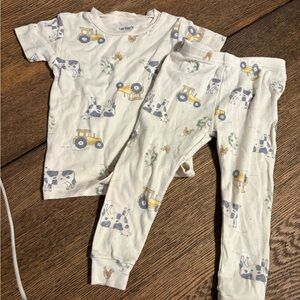 Carter's Cream Pajama Set with Blue and Yellow Farm Print